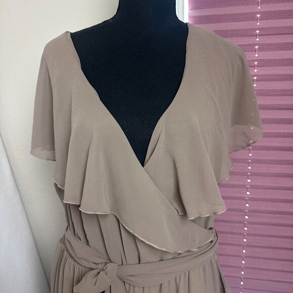 Show Me Your Mumu dress sz 2X Jess Ruffle faux wrap flutter sleeve brown maxi - Picture 2 of 7